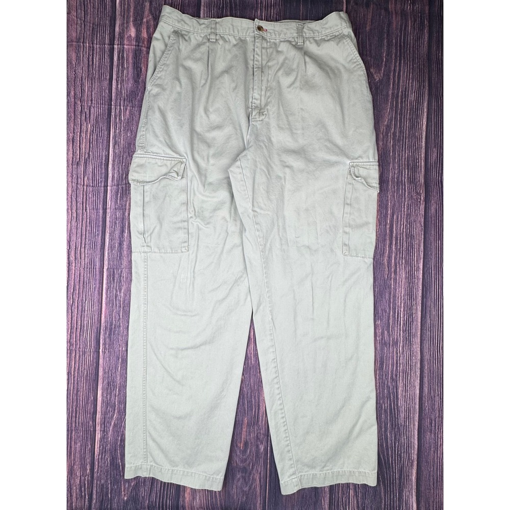 Vintage 90s Bugle Boy Cargo Pants 38x32 Cotton Khaki Gorpcore Relaxed Trousers